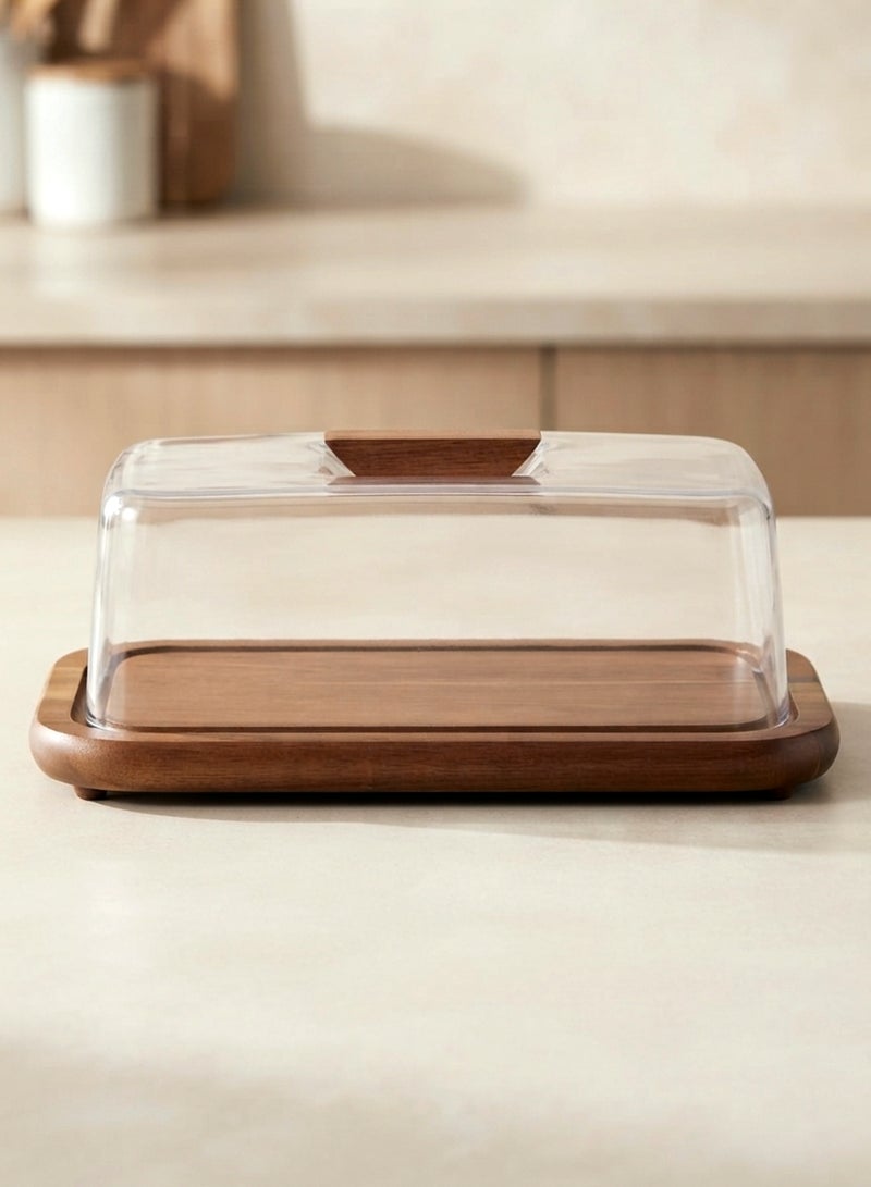 BILLI Cheese Dome with Acrylic Cover, Elegant Wooden Cheese Board and Transparent Food Cover for Cheese, Desserts and Appetizers, Brown & Clear - Image 3