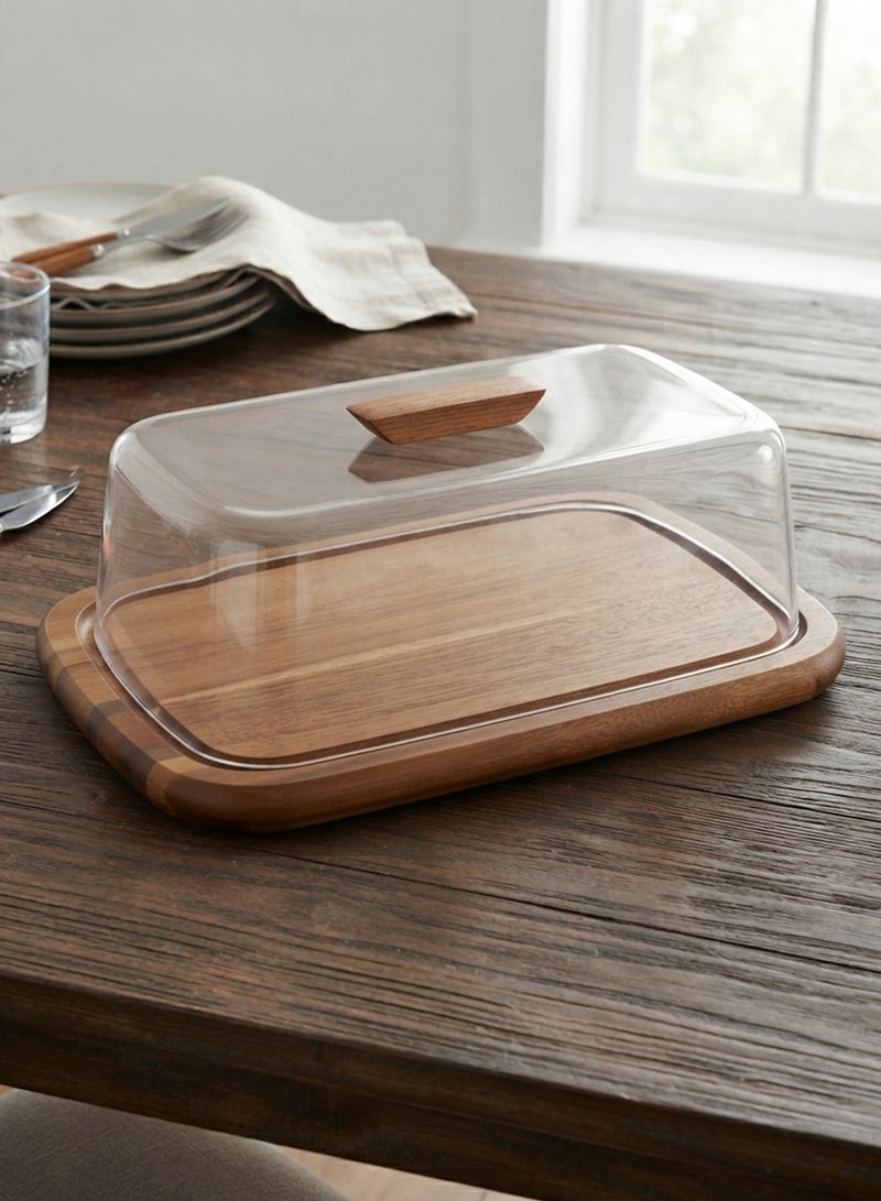 BILLI Cheese Dome with Acrylic Cover, Elegant Wooden Cheese Board and Transparent Food Cover for Cheese, Desserts and Appetizers, Brown & Clear - Image 4