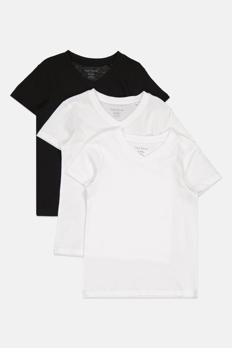 English Laundry Toddlers Boy 3 Pcs V-Neck Short Sleeves Solid T-Shirt, Multicolor  - Image 1