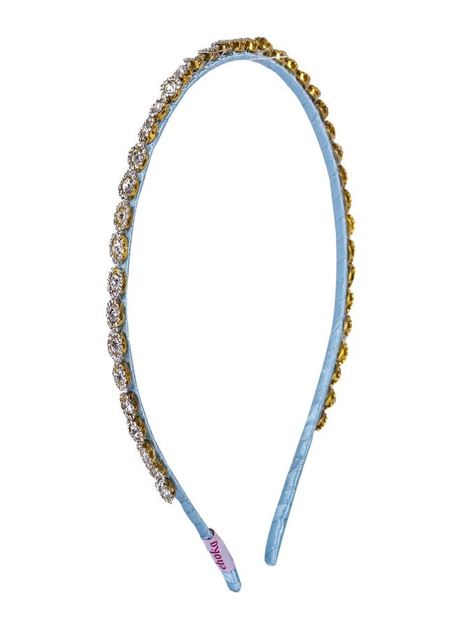 Choko Handmade Bead work Hairband Cyan and Off white -CHK052C - Image 4