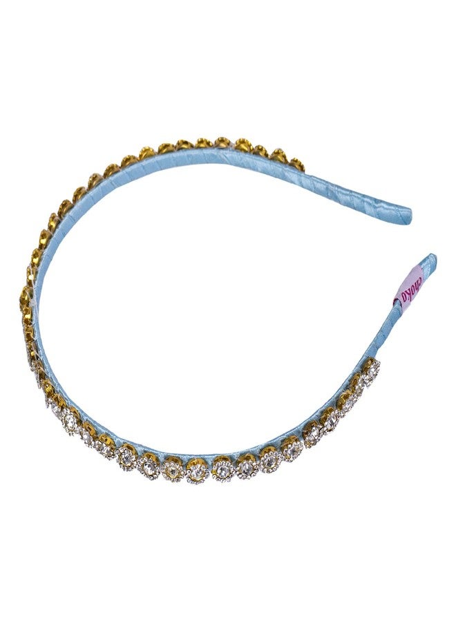 Choko Handmade Bead work Hairband Cyan and Off white -CHK052C - Image 5
