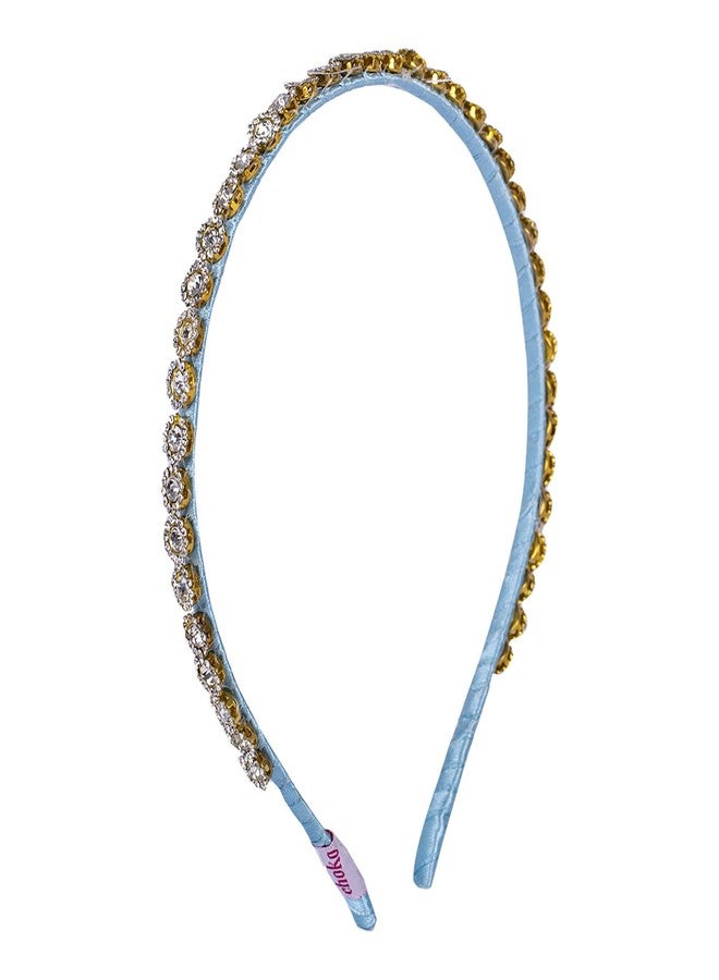 Choko Handmade Bead work Hairband Cyan and Off white -CHK052C - Image 2