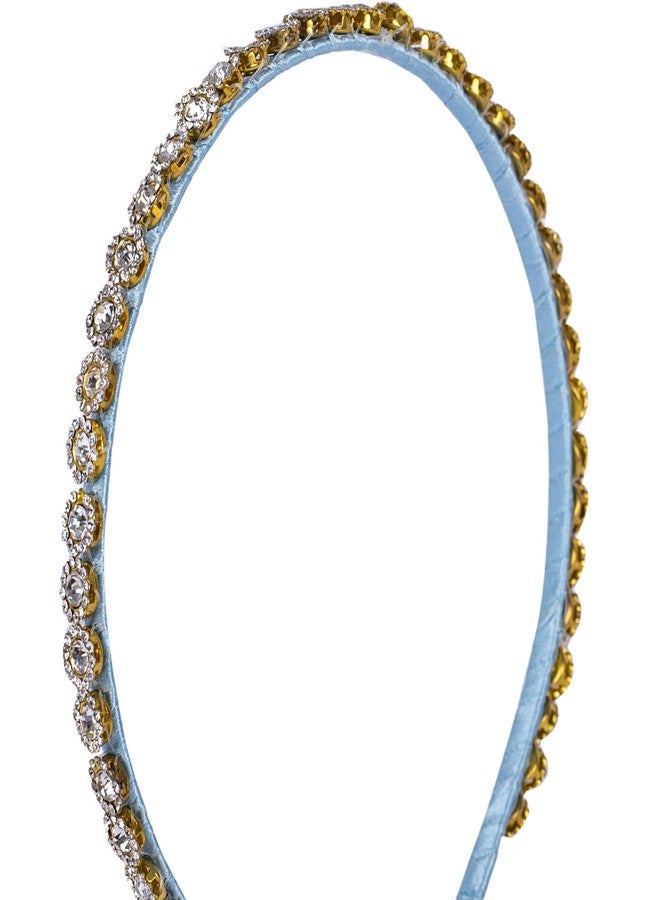 Choko Handmade Bead work Hairband Cyan and Off white -CHK052C - Image 3