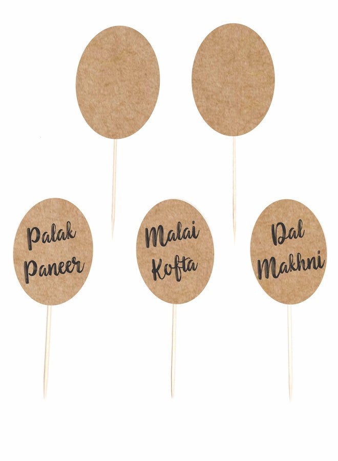 RDH INC. RDH 100 Pcs Circle Craft Paper Bold Marker Cupcake/Cake Toppers, Buffet Labels for Charcuterie Board Food Tags Toothpick Signs, Wedding Birthday Party Table and Dinner Decorations Supplies - Image 1