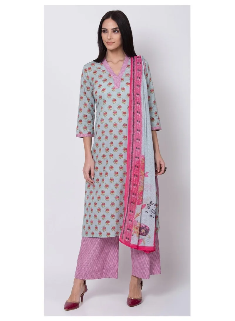 بيبا طقم بدلة بالازو كورتا بلو مستقيم باللون الأزرق السماوي