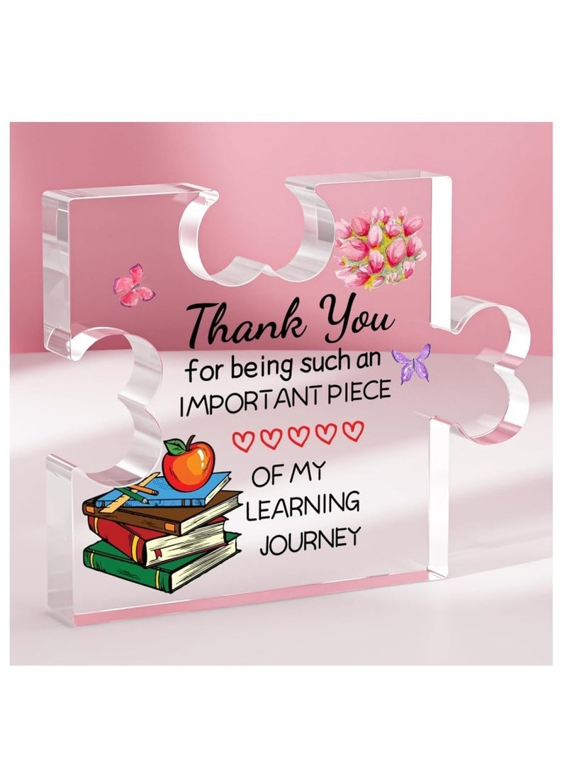 Dailychic Teacher Gifts, 8*7*1.5CM Teacher Appreciation Gifts Acrylic Plaque, Thank You Graduation Techer Day Gift,Heartwarming Teacher Gift - Image 1