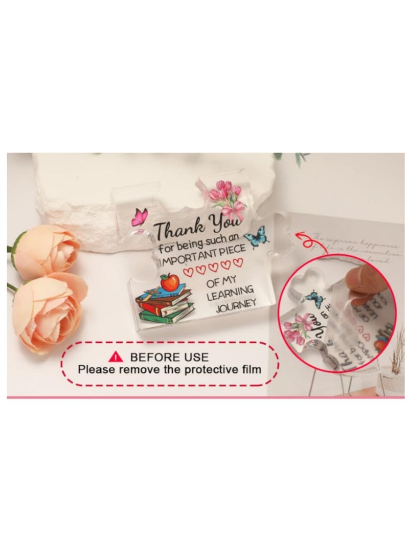 Dailychic Teacher Gifts, 8*7*1.5CM Teacher Appreciation Gifts Acrylic Plaque, Thank You Graduation Techer Day Gift,Heartwarming Teacher Gift - Image 3