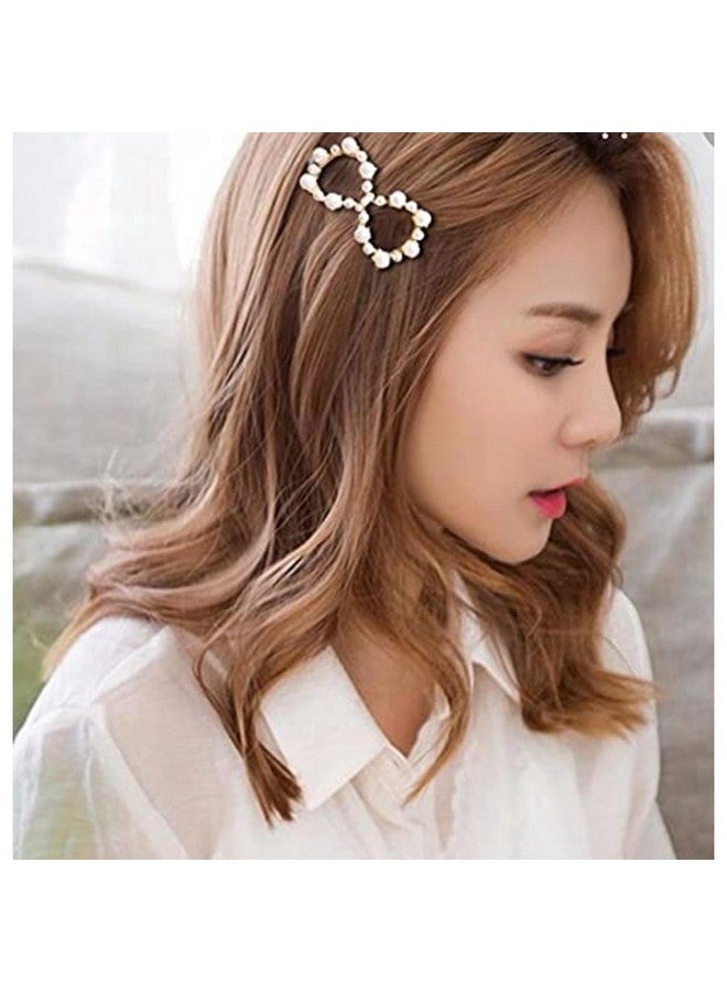 DN Creation Set of 6 Stylish Pearl Korean Rhinestone Metal Hair Clips Hair Pins for Women and Girls - Image 5