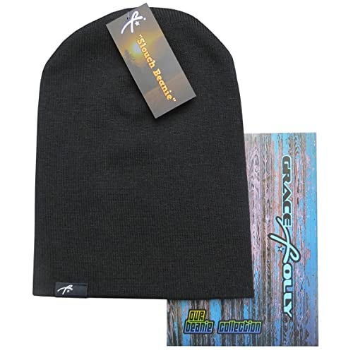 Grace Folly Slouch Beanie Hat Winter Cap for Men or Women (Many Colors) (Black) - Image 2