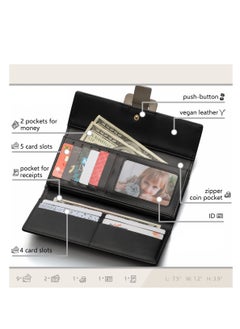 KASTWAVE Vegan Wallets for Women, Wallet with Coin Purse, Card Holder 9 Cards, Wristlet, Birthday Gifts for Women  - Image 5