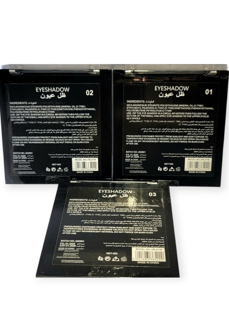 Fb Fancy Beauty 3-Piece Eyeshadow Palette Set - Attractive colors to diversify your everyday looks and special occasions - Image 4