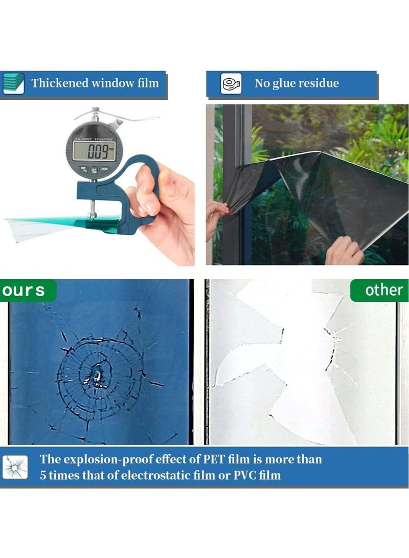 كابتن تيك Heat Control Window Film Window Tint Sun Blocking Blackout and UV Protection one-Way Privacy Mirror Reflective Film Explosion-Proof Premium PET Material Comet Green 60 * 200cm - Image 4