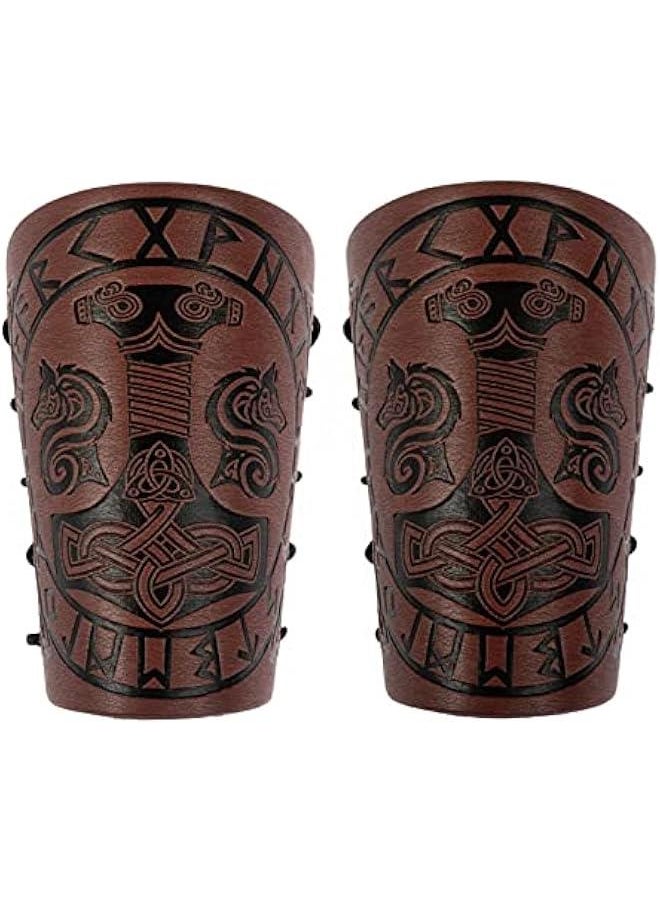 Generic - Viking Arm Bracer, Embossed Norse Symbol Faux Leather Arm Armor, Medieval Faux Leather Arm Wristband for LARP - Image 1