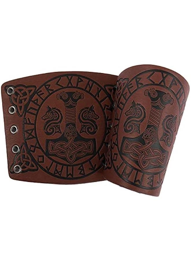 Generic - Viking Arm Bracer, Embossed Norse Symbol Faux Leather Arm Armor, Medieval Faux Leather Arm Wristband for LARP - Image 1
