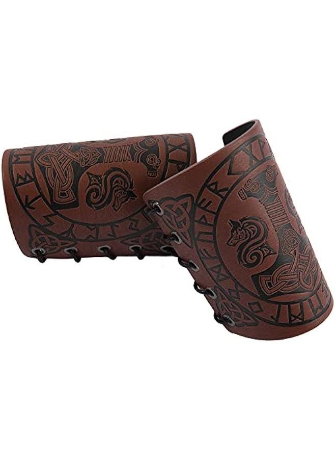 Generic - Viking Arm Bracer, Embossed Norse Symbol Faux Leather Arm Armor, Medieval Faux Leather Arm Wristband for LARP - Image 1