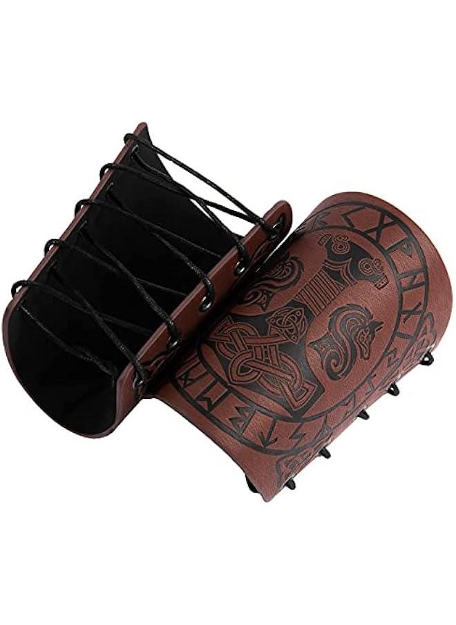 Generic - Viking Arm Bracer, Embossed Norse Symbol Faux Leather Arm Armor, Medieval Faux Leather Arm Wristband for LARP - Image 1
