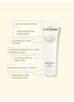 CURLSMITH CURLSMITH - Shine Cream, Leave-In Conditioner, Moisturising, Sensitive, Fragrance Free for All Curl and Hair Types, Vegan (2 fl oz) Travel or Trial Size  - Image 3
