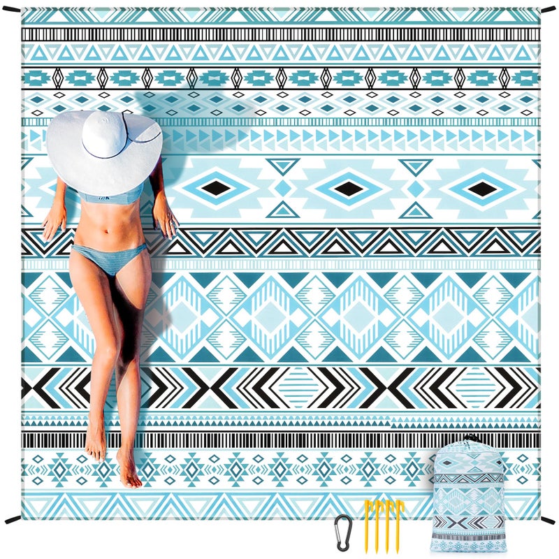 WIWIGO Beach Blanket Waterproof Sandproof Beach Mat 79" X 83"/10'x9'for 2-8 Adults Quick Drying Outdoor Picnic Mat Beach Accessories for Travel, Camping, Hiking - Image 5