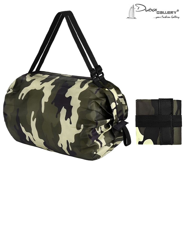 DubaiGallery Crystal Zone Folding Shopping Bag with Zipper | Nylon Waterproof Travel Luggage Bag Portable Foldable Shopping Bag | Multiuse Grocery Shoulder Handbag Travel Bag (Assorted Color & Design) - Image 1