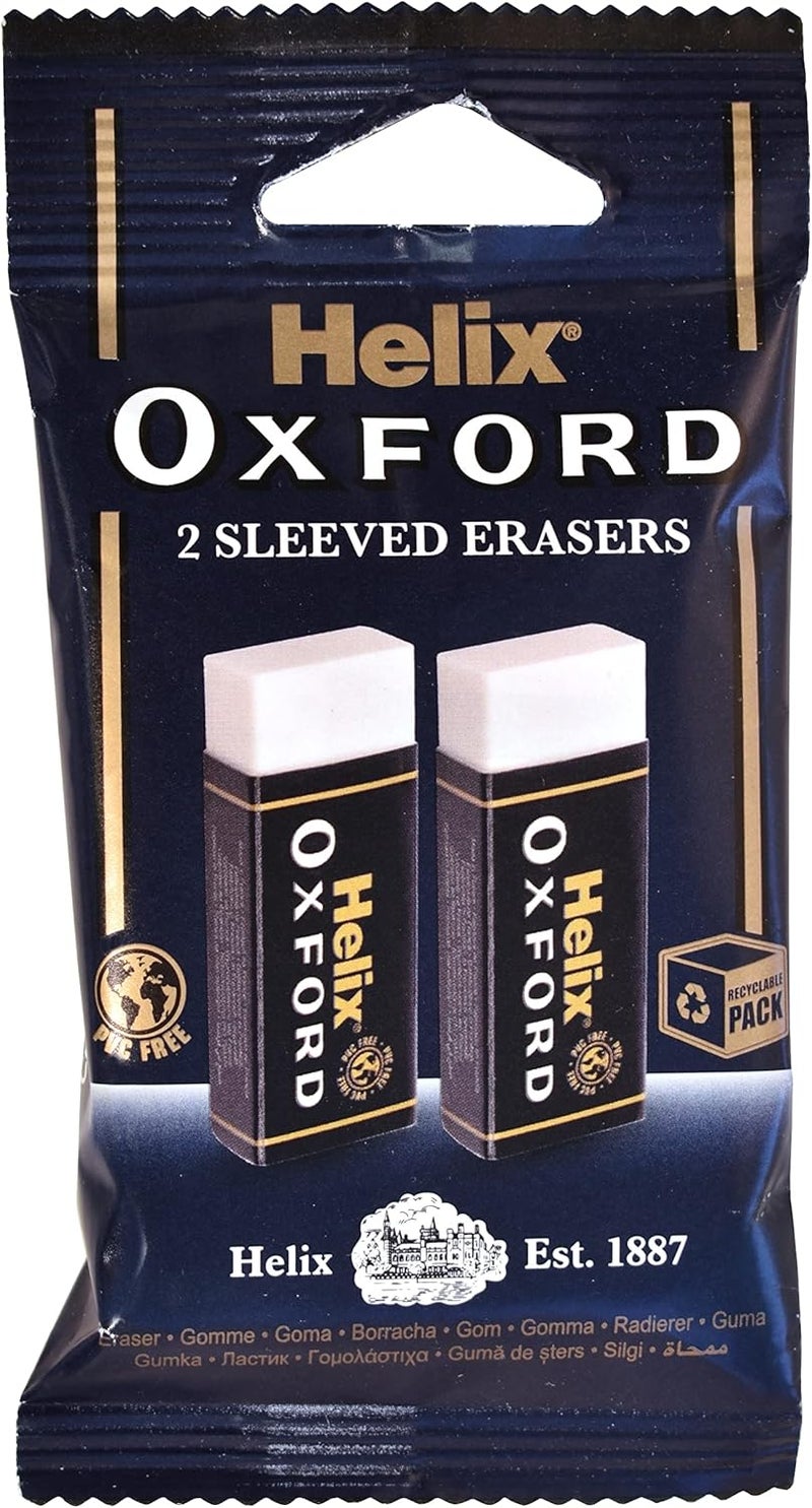Helix Oxford Twin Pack of Large Erasers - Premium Soft Erasers for Clean, Smudge-Free Correction - Image 1