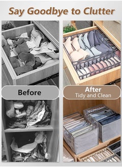 XiuWoo 6-Piece Wardrobe Clothes Drawer Organizers Dividers Compartment Storage Box Bins for Jeans,Bras,Underwear,Socks,Baby Clothes, Foldable Closet Drawer Organizers Storage Bedroom  - Image 2