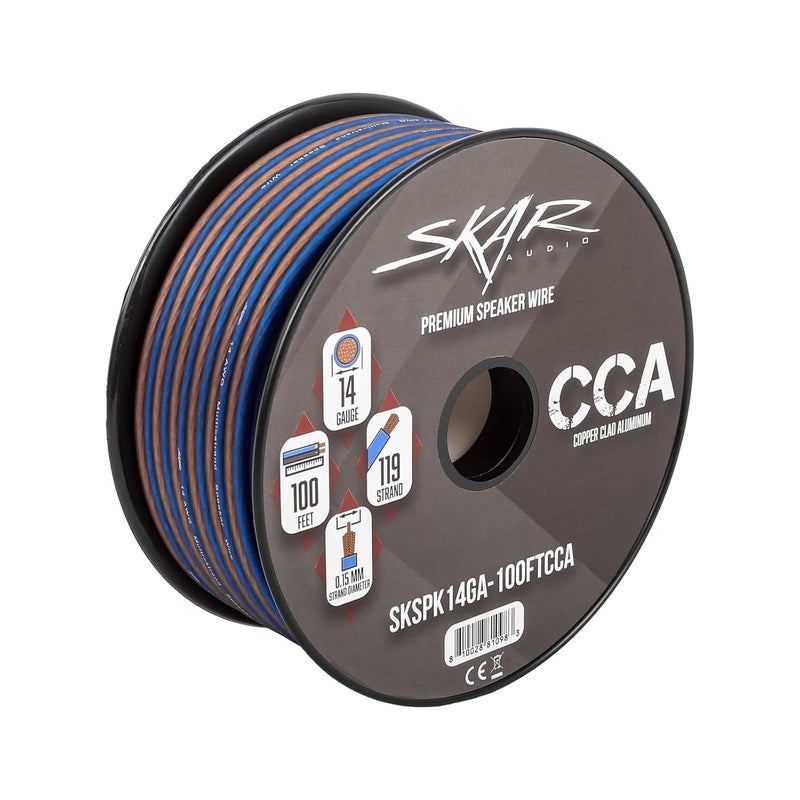 SKAR AUDIO 14 Gauge AWG Audio Speaker Wire - 100 Feet (Blue/Brown) - Image 2