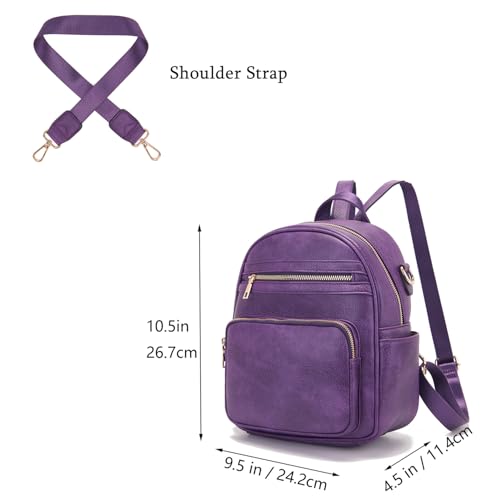 Idesort Small Backpack Purse for Women Girls Cute Backpacks Purse set with Wallet Convertible Shoulder bag Purple - Image 4
