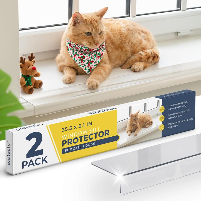 PROTECTO 2-Pack Window Sill Protector from Dogs 35.5 x 5.1 Clear Window Guards from Cats Scratching, Chewing & Clawing | Keep Your Sills Smooth & Paws Safe | Ultra Strong Window Sill Cover Protection - Image 2