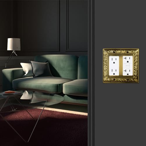 Ranweydi Antique Brass Decorative Wall Plate Light Switch Cover Decorator Outlet Covers Rocker Switch Plates Metal Material Wall Plates for Kitchen Bathroom (2 Gang Double Decorator-3 Pack) - Image 5
