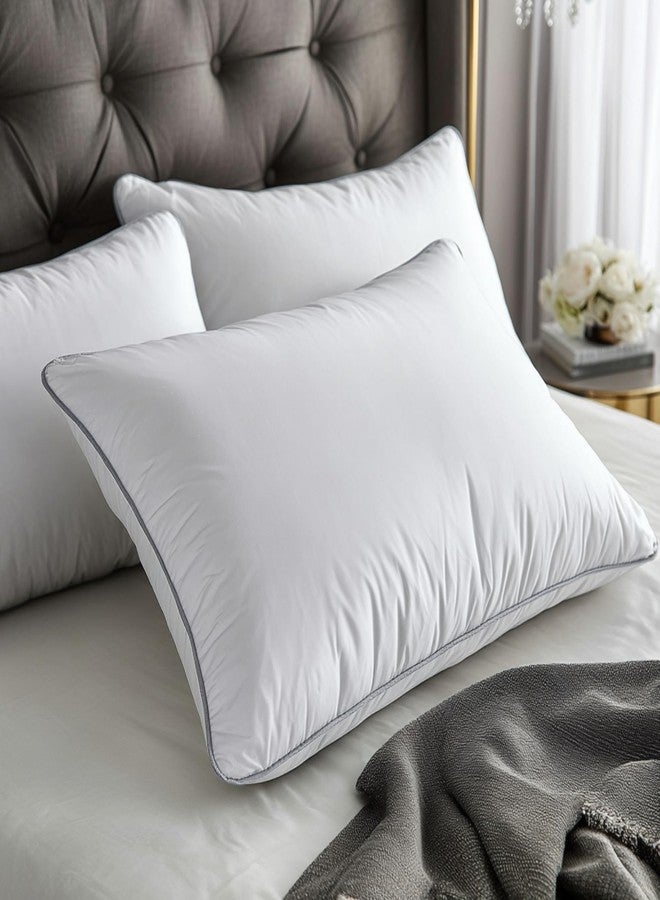 Hotel Grand White Goose Down Fiber Pillow Queen Size 100% Cotton Hypoallergenic Luxury Suportive Pillow Hotel Collection Soft Bed Pillow for Side/Back Sleeping Pillow, 28"x20",1 Pack - Image 1