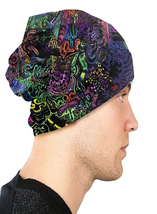 MOLIAN Trippy Psychedelic Art (2) Beanie Men Women Unisex Skull Knit Hat Cap - Image 4