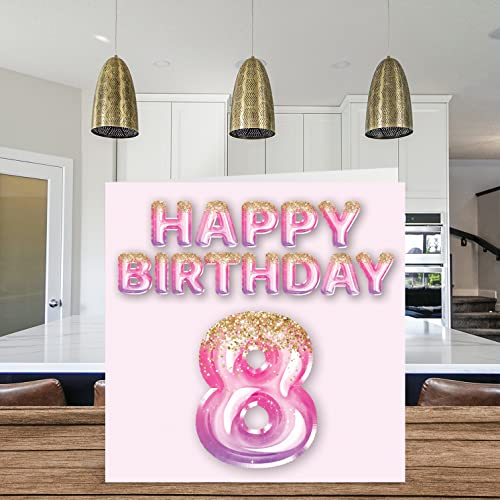 Stuff4 8th Birthday Card for Girls - Pink & Purple Glitter Balloons - Happy Birthday Cards for 8 Year Old Girl Daughter Sister Granddaughter Cousin, 5.7 x 5.7 Inch Eight Eighth Bday Greeting Cards Gift - Image 3