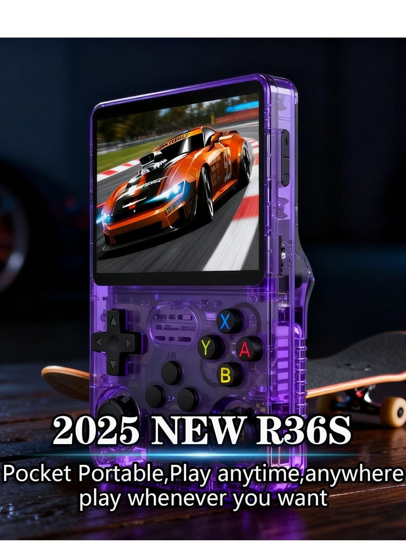 واي آند دي جهاز ألعاب كلاسيكي R36S، جهاز ألعاب محمول مزود بذاكرة 64 جيجابايت محملة مسبقًا بالألعاب، وظيفة حفظ وتحميل الألعاب، شاشة IPS عالية الدقة مقاس 3.5 بوصة، محاكي محمول، جهاز ألعاب ريترو بوكيت PSP، مناسب للعائلة والبالغين وعشاق الألعاب الكلاسيكية. - Image 2