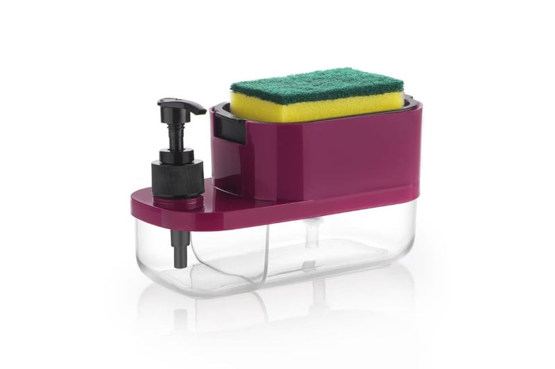 iSTAR Soap Dispenser for Kitchen Sink with Sponge Holder 400ml Hollow Design Durable & Smooth Body Random Color 3 in 1 Soap Pump Dispenser Rust Proof Dish Soap Liquid Dispenser - Image 3