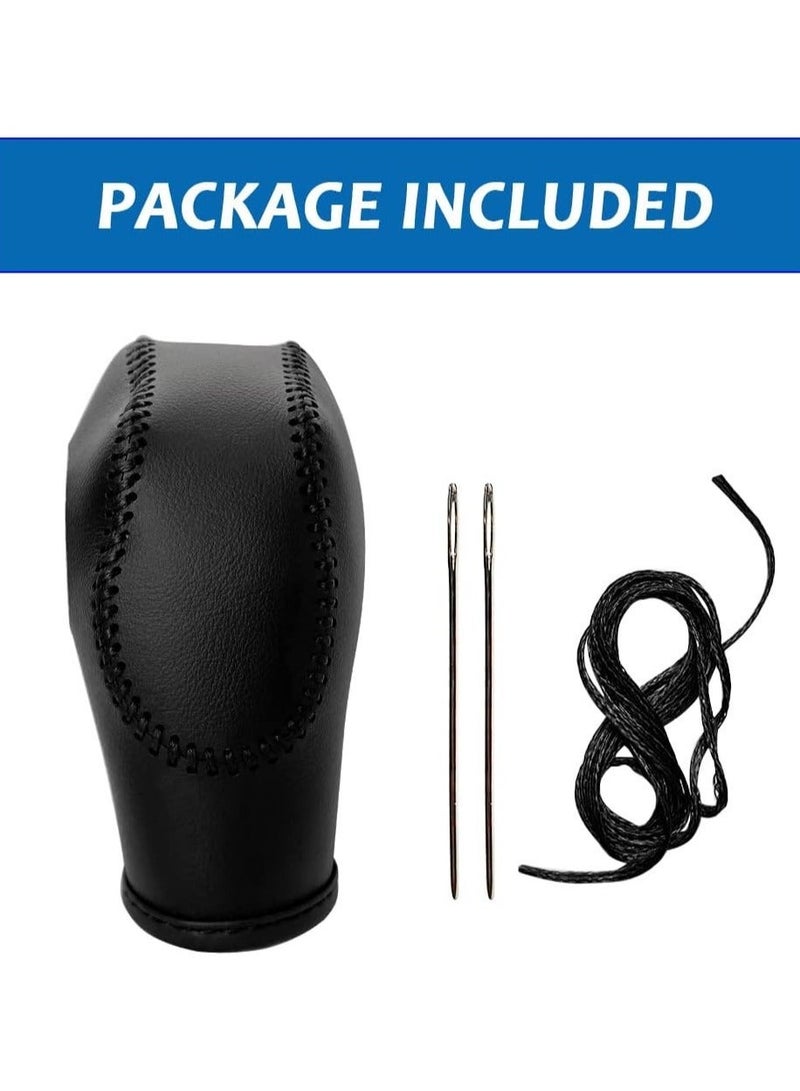 Fiesta Auto Leather Shifter Knob Trim for EcoSport/Transit/C-Max Accessories (Black with Black Stitches) - Image 3