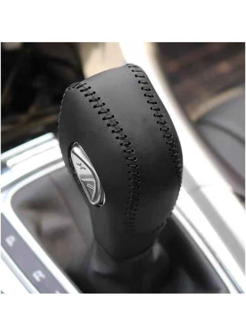 Fiesta Auto Leather Shifter Knob Trim for EcoSport/Transit/C-Max Accessories (Black with Black Stitches) - Image 2
