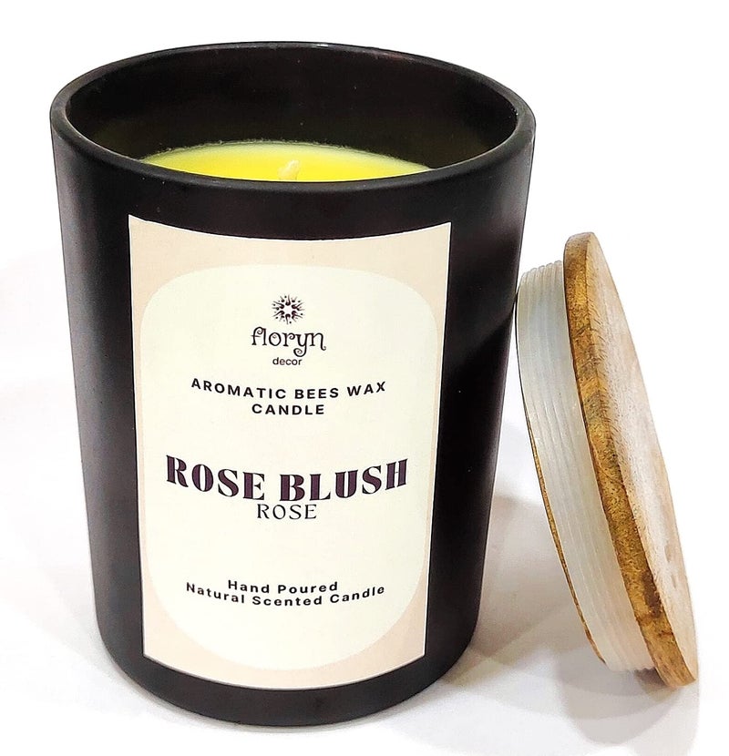 Floryn Decor Highly Scented Natural Beeswax Candles for Home Decor | Best Scented Candles for Home | Direct from Manufacturer, Burning Time- 40 Hours (Free Wooden LID), Scent- Rose - Image 1