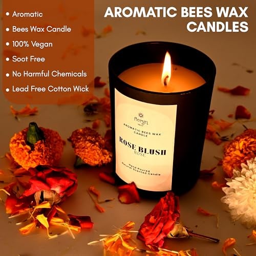 Floryn Decor Highly Scented Natural Beeswax Candles for Home Decor | Best Scented Candles for Home | Direct from Manufacturer, Burning Time- 40 Hours (Free Wooden LID), Scent- Rose - Image 3