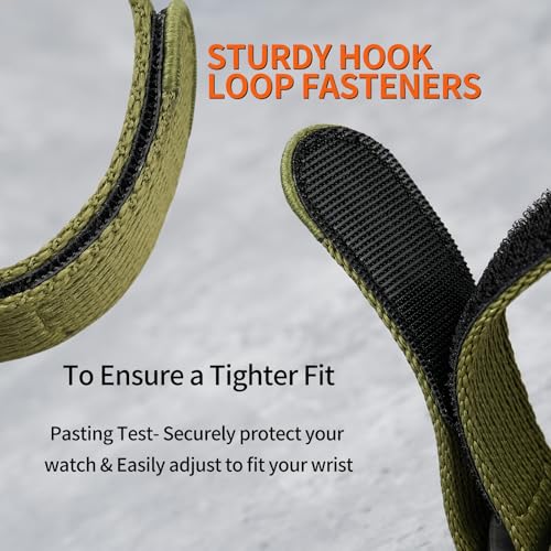 watchdives Nylon Watch Band 20mm 22mm Replacement Watch Straps with Hook and Loop Fasteners Sport Watchband (Green/Titanium Buckle, 20mm / Large) - Image 3