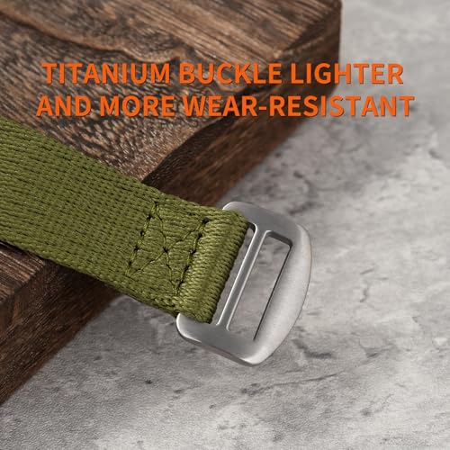 watchdives Nylon Watch Band 20mm 22mm Replacement Watch Straps with Hook and Loop Fasteners Sport Watchband (Green/Titanium Buckle, 20mm / Large) - Image 5
