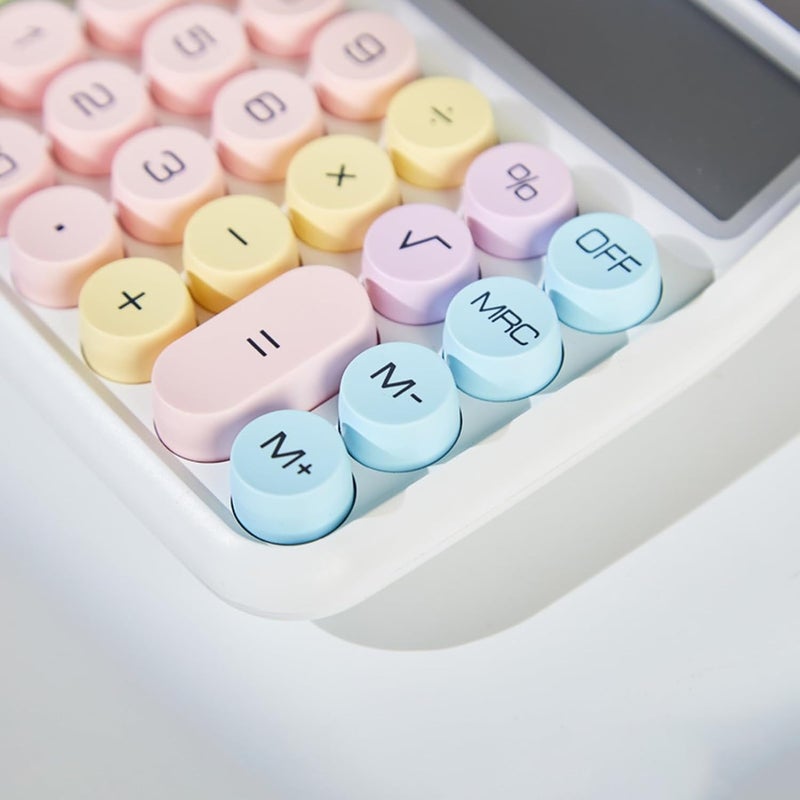 XBEY Electronic Calculator,12 Digits Large LCD Display Small Desktop Calculator,Pink Basic Calculators with Big Buttons, Easy to Press Mechanical Switch Calculator (White Desktop Calculator) - Image 3