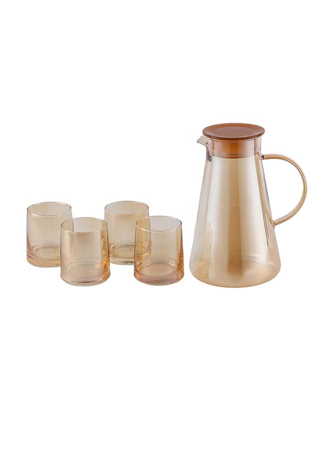 Royalford 5-Piece Water Jug and Cup Set- RF12209/ Includes 1800 ml Carafe and 4 260 ml Glasses/ with Lid, Pouring Spout, for Iced Tea, Juice, Milk, Coffee, Lemonade, Hot and Cold Multicolor - Image 1