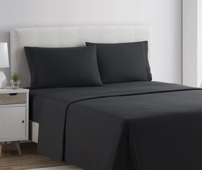 Clara Clark 1800 Premier Series 4pc Bed Sheet Set - King, Black - Image 2
