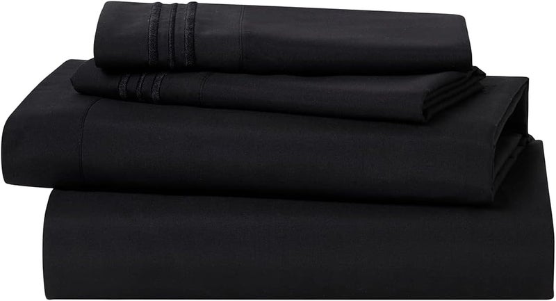 Clara Clark 1800 Premier Series 4pc Bed Sheet Set - King, Black - Image 5
