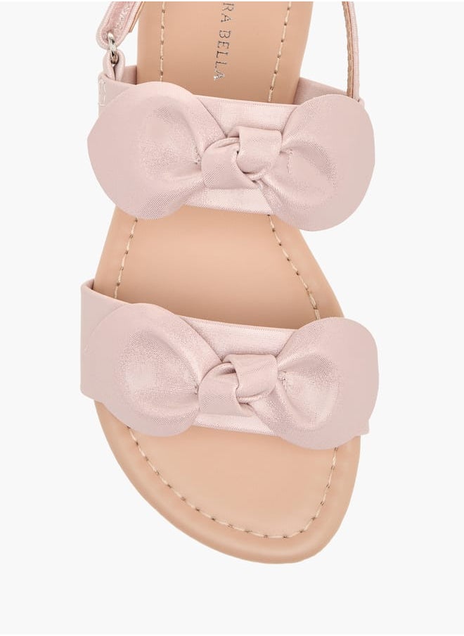 Flora Bella By Shoexpress - Girls Bow Applique Sandals With Hook And Loop Closure - Image 1