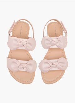 Flora Bella By Shoexpress Girls Bow Applique Sandals With Hook And Loop Closure  - Image 1