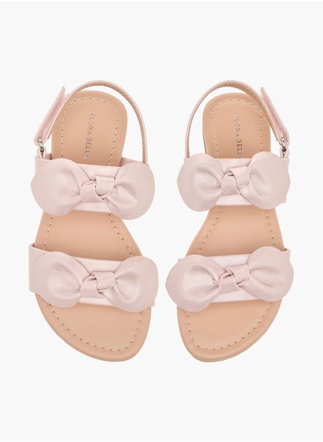 Flora Bella By Shoexpress - Girls Bow Applique Sandals With Hook And Loop Closure - Image 1
