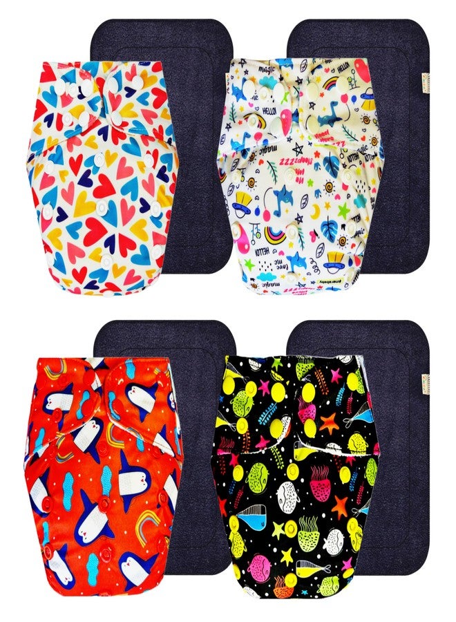 Dumbledo Premium Cloth Diaper with Gray Insert (Pack of 4) | Soft & Gentle | 6-Layer Absorbent Pad | Easy to Clean | Designed by Moms | 3 Months - 3 Years | Unisex Baby - Image 1