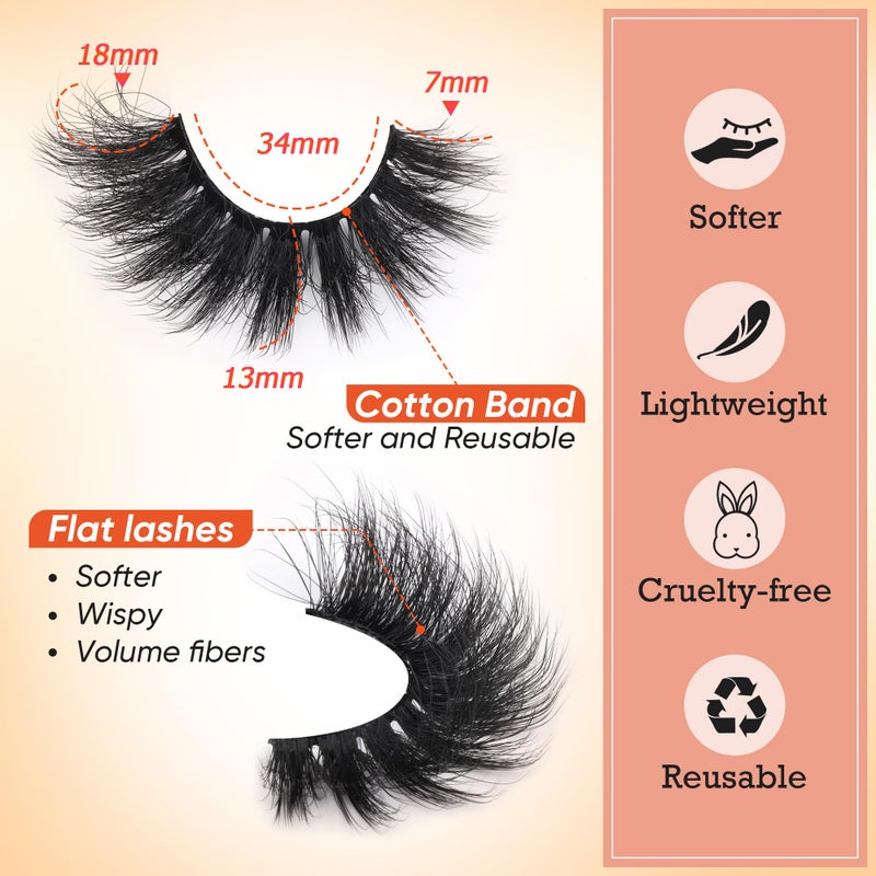 Focipeysa Mink Lashes Full Volume False Eyelashes 18mm Dramatic Faux Mink Eyelashes Natural Look Cat Eye Volume Eye Lashes Multipack by Focipeysa - Image 3
