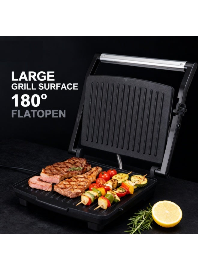 sokany 2000W Panini Grill Open 180° Flat Grilling,sandwich maker Adjustable Height, Stainless Steel Plastic,Non-stick Coated Plates Easy to Clean High Power - Image 4